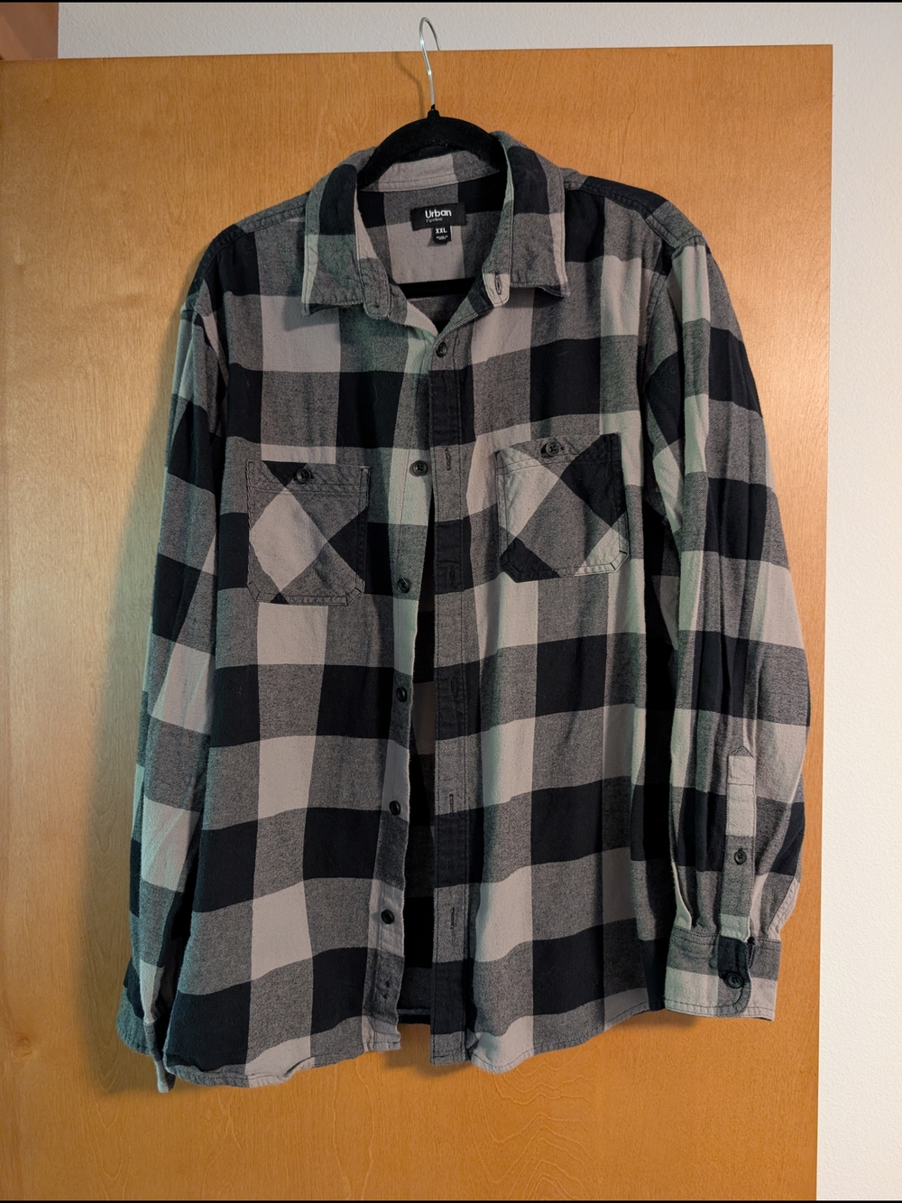 Urban Pipeline Men’s Black & Gray Buffalo Plaid Flannel Shirt XXL